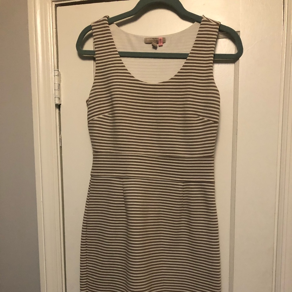 Tan and white striped Banana Republic dress